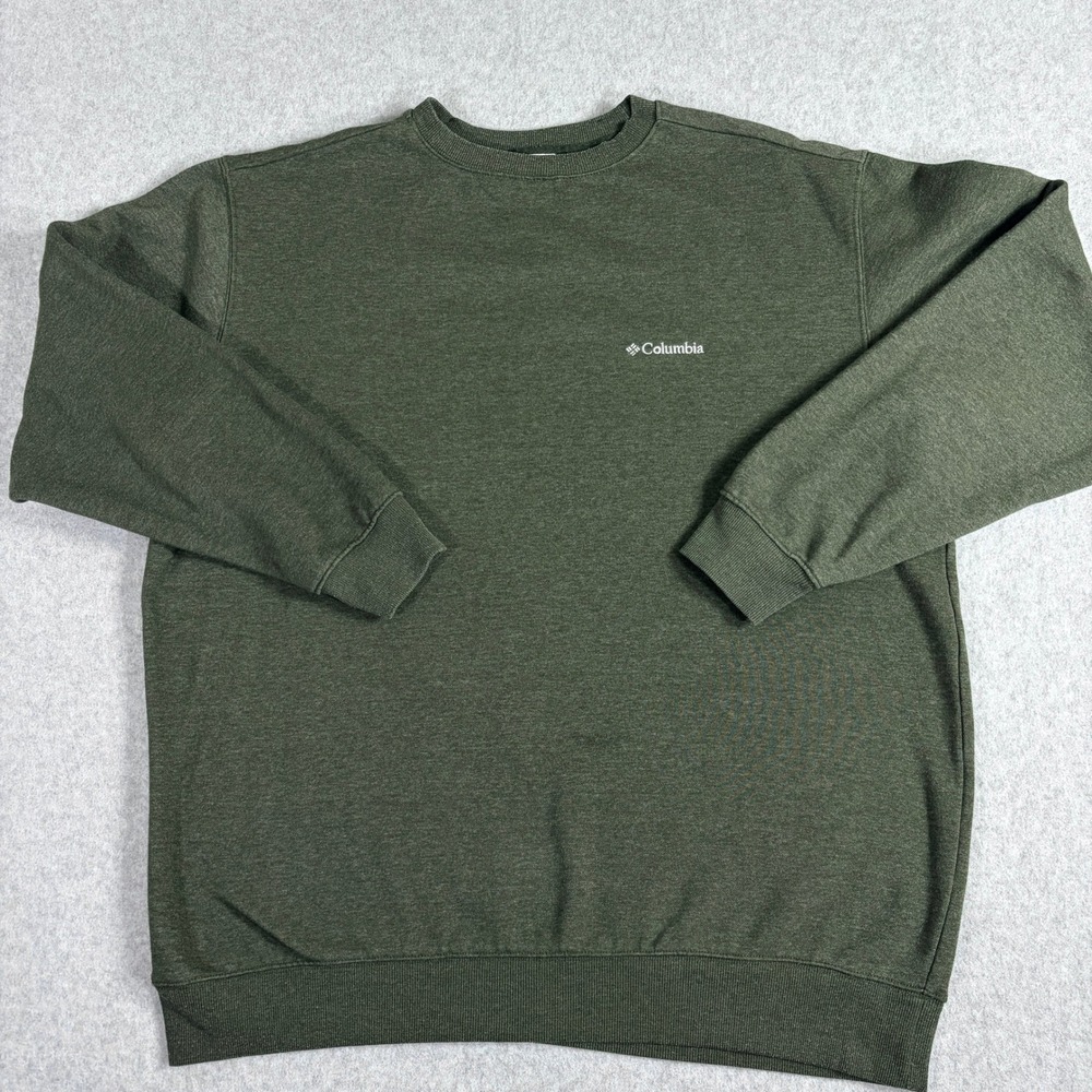 Columbia Mens XL Olive Green Crewneck Fleece Pullover Sweatshirt XM5216